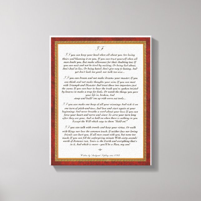 Wenn Gedicht von Rudyard Kipling Leinwanddruck (Vorderseite)
