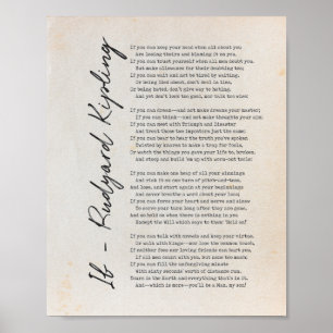 Wenn Gedicht von Rudyard Kipling - Literatur Wall  Poster
