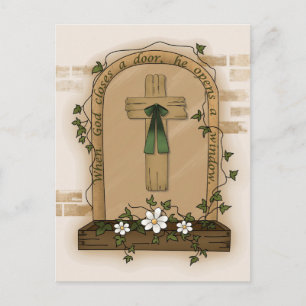 Wenn Gott eine Tür schließt, öffnet er ein Fenster Postkarte