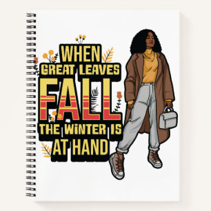 Wenn große Blätter fallen, steht der Winter zur Ve Notizbuch