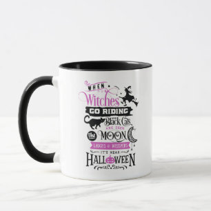 Wenn Hexen das Schwarze Katzen-Mond Halloween reit Tasse