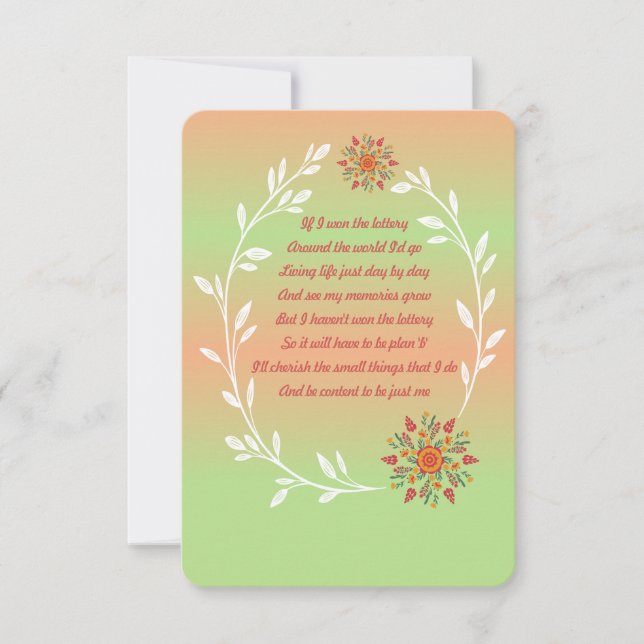 Wenn ich die Lotteriegekarte gewonnen habe (Vorderseite)