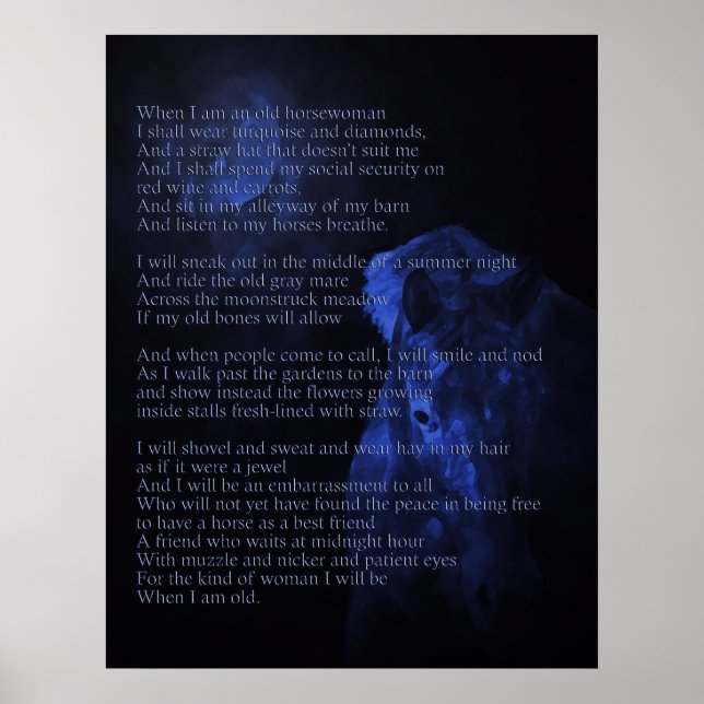 Wenn ich ein altes Pferd bin, ein weibliches Poste Poster (Vorne)
