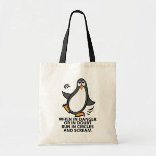 Wenn in Gefahr oder in Doubt Funny Pinguin Graphic Tragetasche