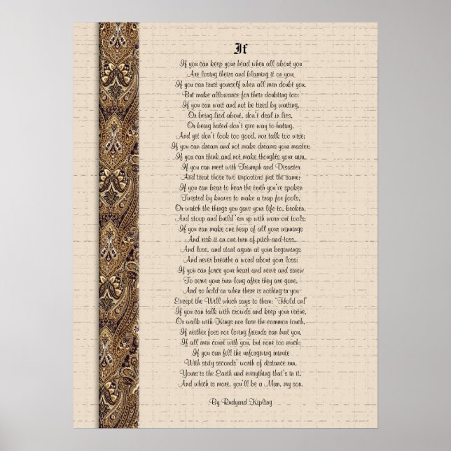 Wenn inspirierende Poesie von Rudyard Kipling Poster (Vorne)