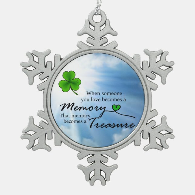 Wenn jemand, den du Liebe, Kleeblatt Schneeflocken Zinn-Ornament (Vorderseite)