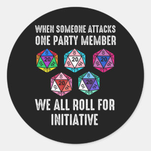 Wenn jemand ein Party D20 Dice LGB angreift Runder Aufkleber
