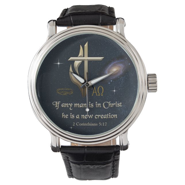 Wenn jemand in Christus ist, ist er eine neue Schö Armbanduhr (Vorderseite)
