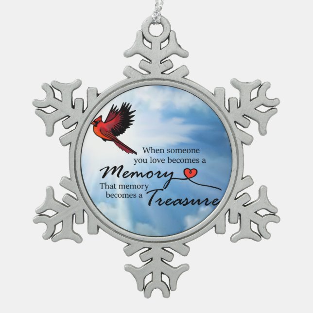Wenn jemand Sie Liebe, Kardinal Schneeflocken Zinn-Ornament (Vorderseite)