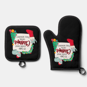 Wenn Katzen Weihnachtskarten schicken würden, würd Ofenhandschuh & Topflappen-Set
