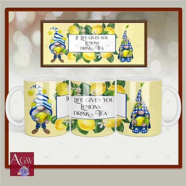 Wenn Leben dir Zitronen gelb blauen Gnomen gibt Tasse (Von Creator hochgeladen)