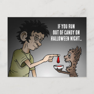 Wenn man in der Halloween-Nacht keine Süßigkeiten Feiertagspostkarte