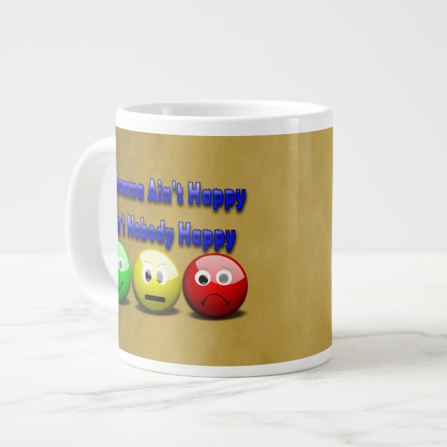 Wenn Momma nicht glücklich Sprichwort mit Emojis Jumbo-Tasse (Vorderseite Links)