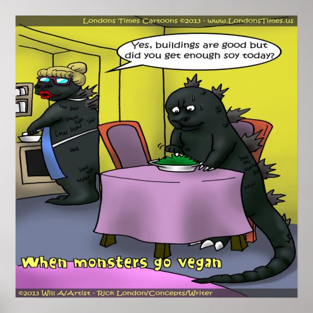 Wenn Monster Veganes Witzplakat machen Poster (Vorne)
