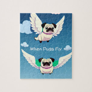 Wenn Mops Niedliche fliegende Welpen fliegen Carto Puzzle