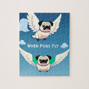 Wenn Möpsen Fliegen Funny und Niedlicher Mops Hund Puzzle