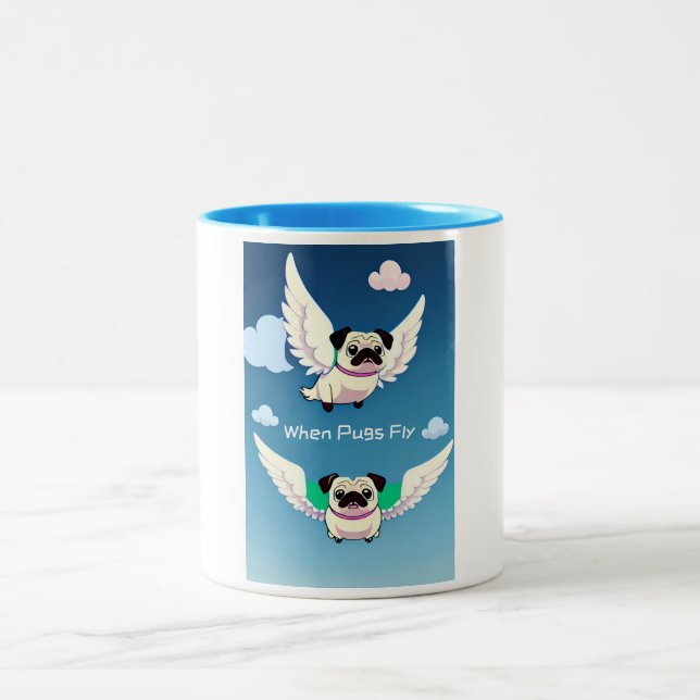 Wenn Möpsen liebenswerten Mops Welpen Hund Fun Sky Zweifarbige Tasse (Mittel)
