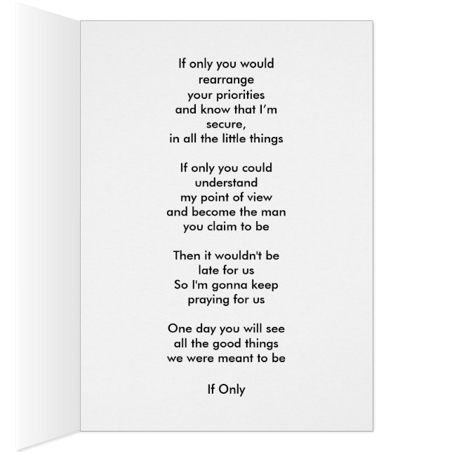 "Wenn nur" Ausdruckkarte (Innen (Rechts))