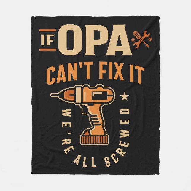 Wenn Opa Cant Fix Es Funny Handyman Opa Fleecedecke (Vorderseite)