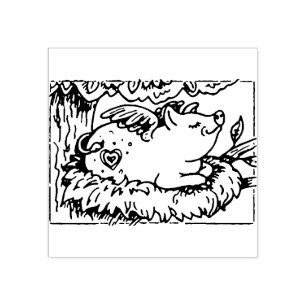 WENN PIGLETTEN FLIEGEN, MACHEN SIE NESTS, NIEDLICH GUMMISTEMPEL