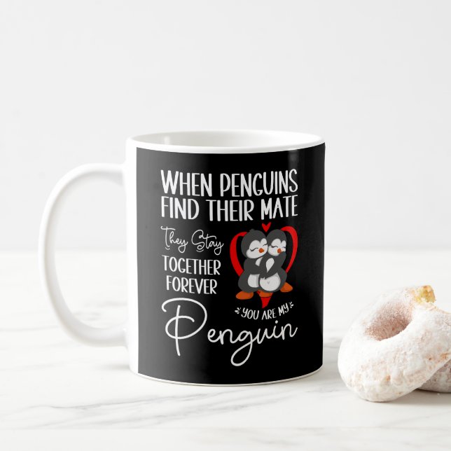 Wenn Pinguine ihren Mate finden, Bleibe sie zusamm Kaffeetasse (Mit Donut)