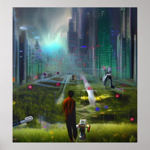 Wenn Roboter in den Himmel kommen, werden sie Gärt Poster