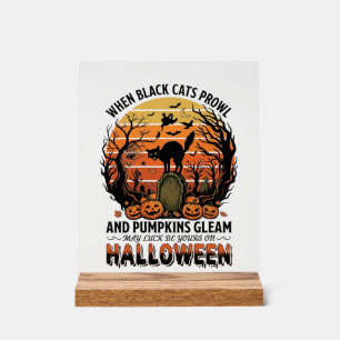 Wenn schwarze Katzen an Halloween Katze Grabstein  Acrylschild