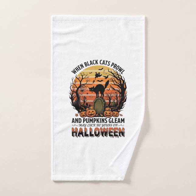 Wenn schwarze Katzen an Halloween Katze Grabstein  Handtuch (Handtuch)