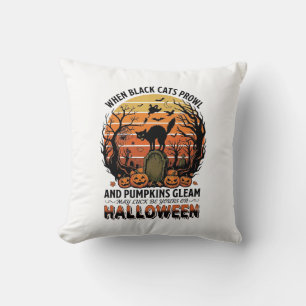 Wenn schwarze Katzen an Halloween Katze Grabstein  Kissen