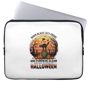 Wenn schwarze Katzen an Halloween Katze Grabstein Laptopschutzhülle