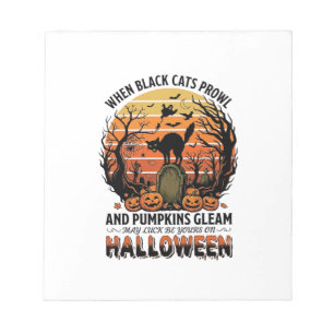 Wenn schwarze Katzen an Halloween Katze Grabstein Notizblock