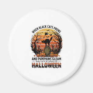 Wenn schwarze Katzen an Halloween umherstreifen Ka Magnet