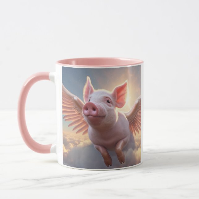 Wenn Schweine benutzerdefinierte Monogramm fliegen Tasse (Links)