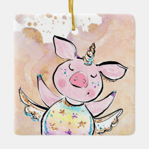 Wenn Schweine fliegen, ein magisches Pigicorn Keramikornament