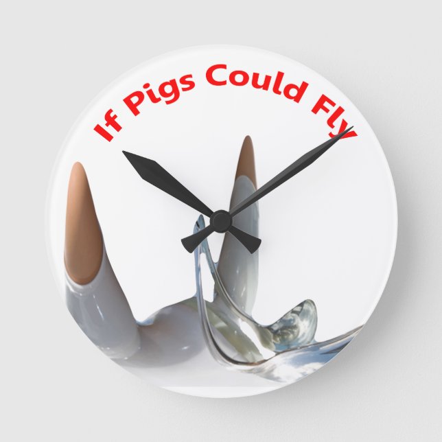 Wenn Schweine fliegen könnten Runde Wanduhr (Vorderseite)