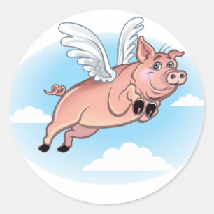 Wenn Schweine fliegen, passiert Spaß Runder Aufkleber