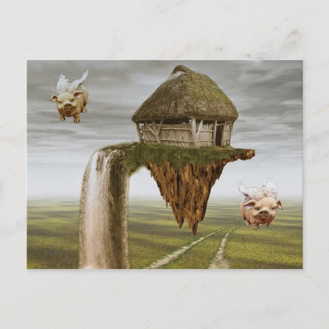Wenn Schweine fliegen Postkarte (Vorderseite)