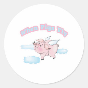 wenn Schweine fliegen Runder Aufkleber