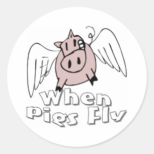 Wenn Schweine fliegen Runder Aufkleber
