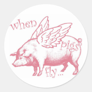 Wenn Schweine fliegen, Whimsikkleber Runder Aufkleber