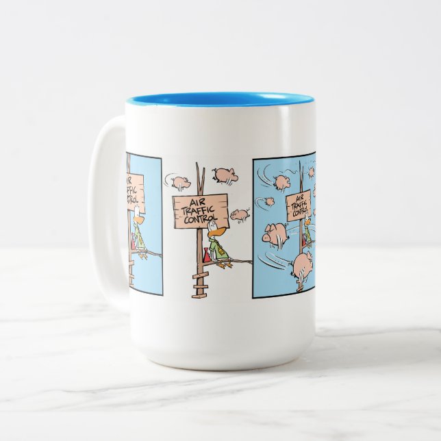 Wenn Schweine Fly Cartoon Kaffee Tasse (Vorderseite Links)