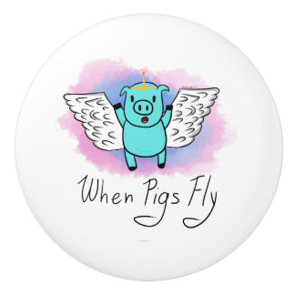 Wenn Schweine Keramik-Griff fliegen Keramikknauf