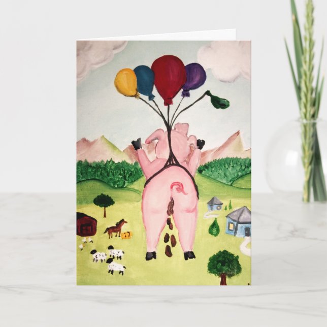 Wenn Schweine neue JOB-Karte der Glückwünsche Karte (Vorderseite)