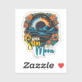 Wenn sich die Sonne auf den Mond trifft, blühende  Aufkleber