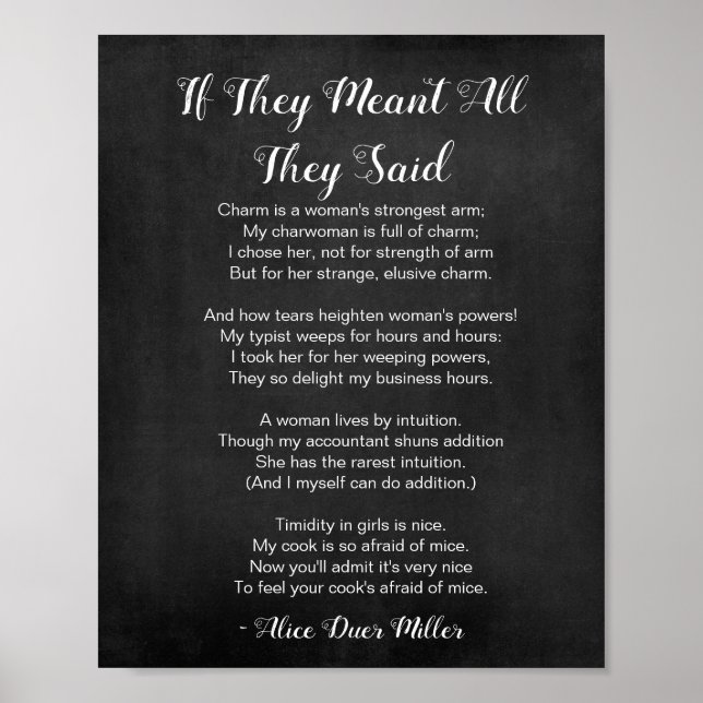 Wenn sie alles Gedicht Schwarz und Weiß bedeuten Poster (Vorne)