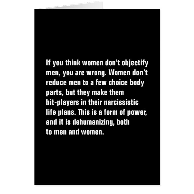 Wenn Sie denken, tun Frauen nicht Objectify (Vorne)