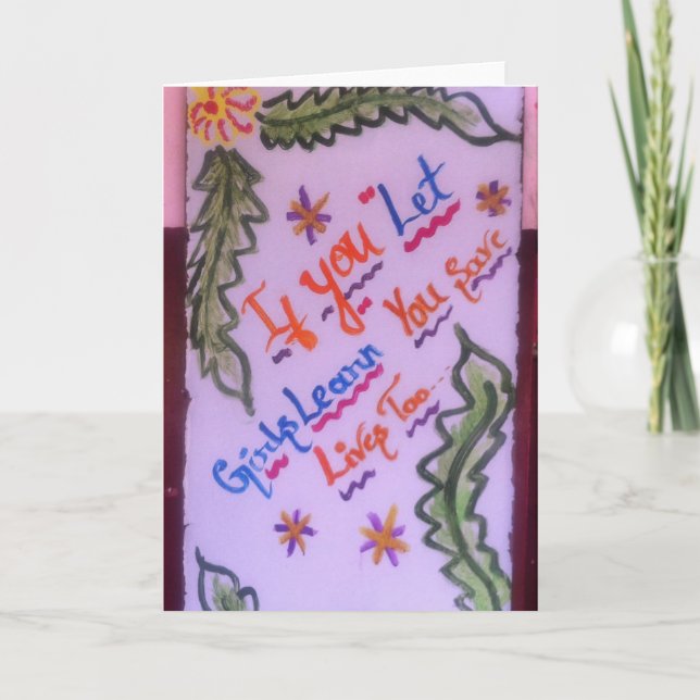 "Wenn Sie Mädchen lernen lassen, retten Sie die Dankeskarte (Vorderseite)