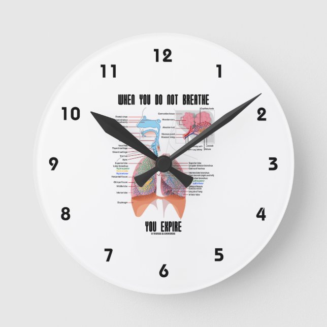 Wenn Sie nicht atmen expiratorisches Atemsystem Runde Wanduhr (Vorderseite)