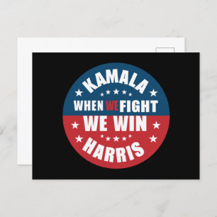 Wenn We Fight We Win 2024 Kamala Harris USA Postkarte