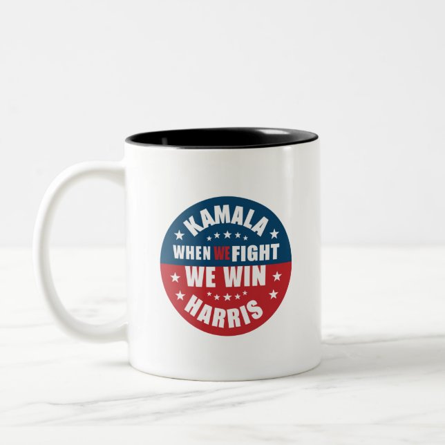 Wenn We Fight We Win 2024 Kamala Harris USA Zweifarbige Tasse (Links)